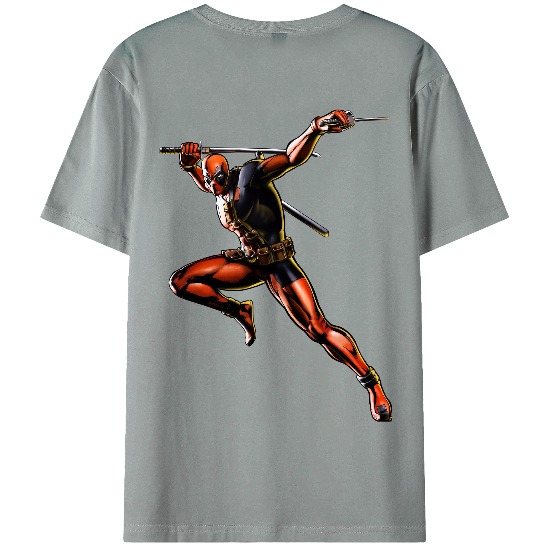 （画像用） Deadpool デッドプール 綿100％ メンズ半袖Tシャツ（バックプリント） 通気性